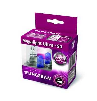 Лампы H4 TUNGSRAM Megalight Ultra +90% 55W PX26d +2W5W комплект с габаритами