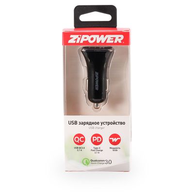 Разветвитель прикуривателя 1 USB 2,1A ZIPOWER