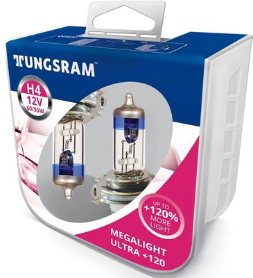 Лампы H4 TUNGSRAM Megalight Ultra +120% 6055W P43t пластиковый бокс