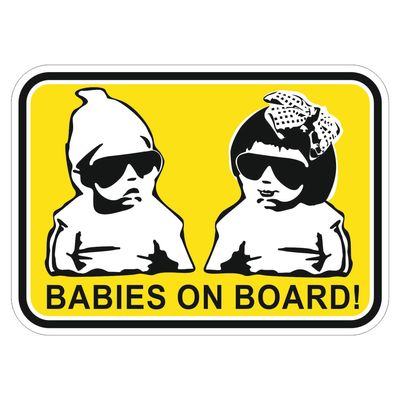 Наклейка Babies  on board (черные очки) цветная, 100*150